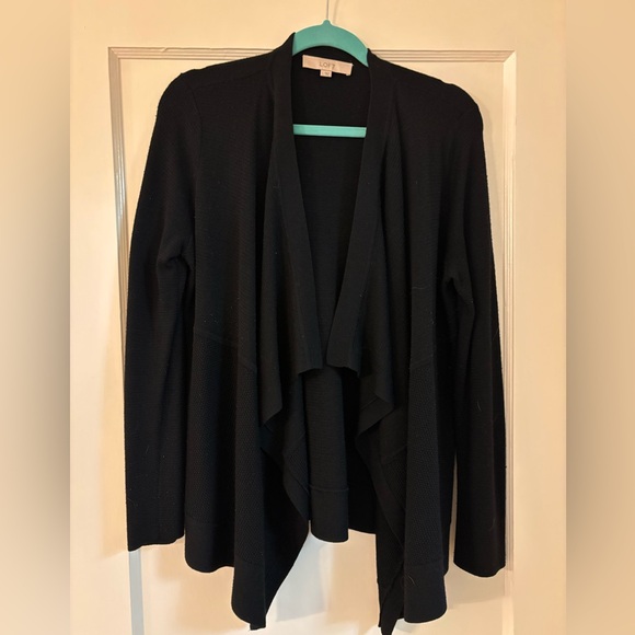 LOFT Black Draped Women's Knit Cardigan - Picture 1 of 5